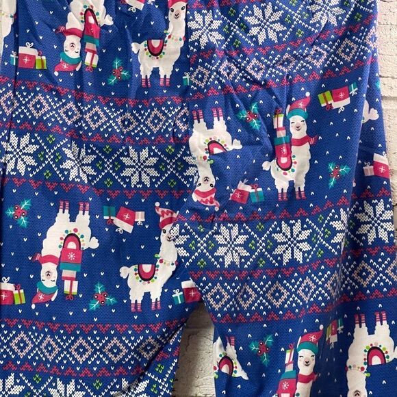 Christmas No Boundaries Llama  Pink Blue Leggings Small - Picture 5 of 8